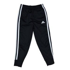 Adidas Kids Boys Track Pants Joggers Black White Side Stripes Sz 4